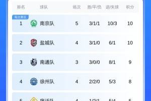 今天我是南哥?苏超积分榜：南京净胜球优势登顶 南通少赛两场